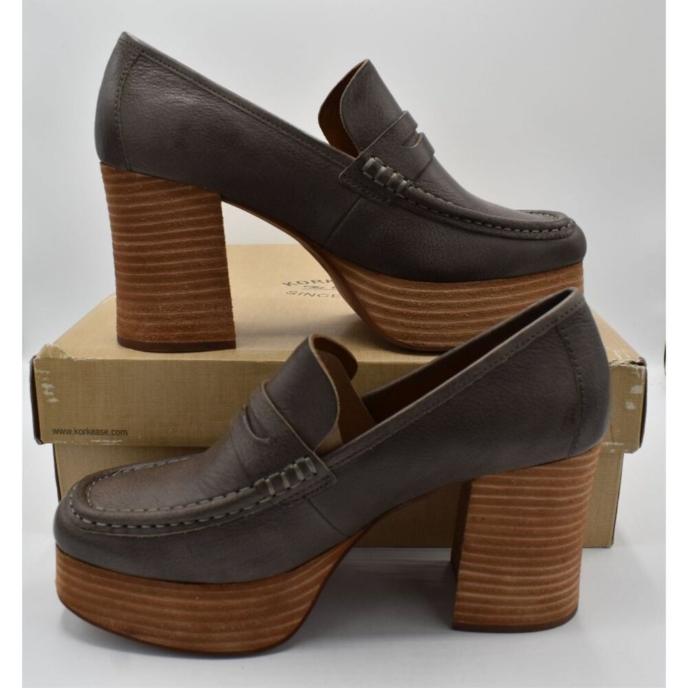 KorkEase Womens Size 10 Barbara Platform Grey Penny Loafer Pump Shoes - Picture 10 of 13